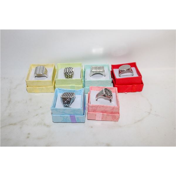 LOT OF 6 ESTATE  MENS RINGS