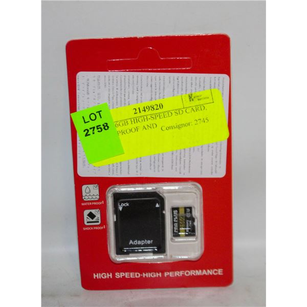 NEW 256GB HIGH-SPEED SD CARD, WATERPROOF AND