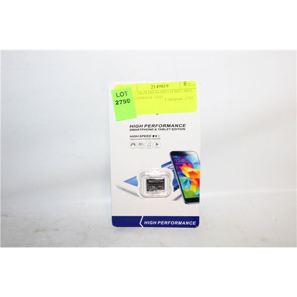 NEW 128GB HIGH-SPEED SD CARD, WATERPROOF AND