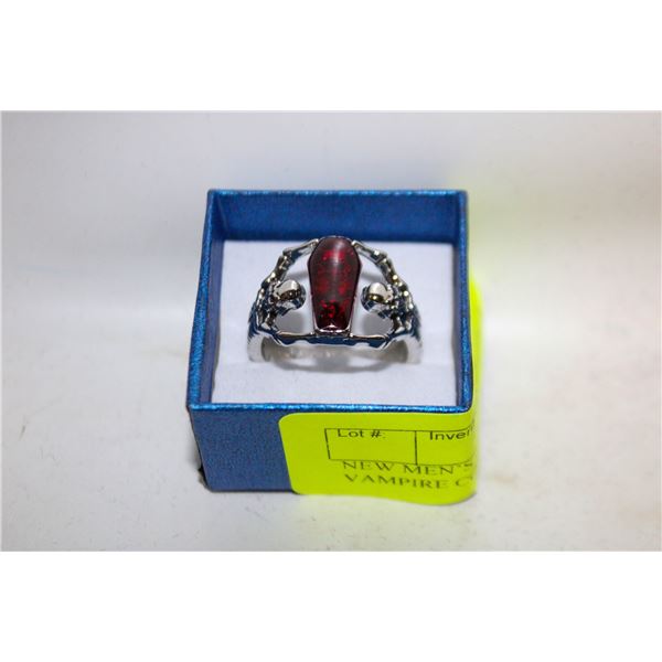 NEW MEN’S SKULL BAT RING VAMPIRE COFFIN BIKER