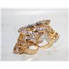 Image 1 : NEW GOLDEN-TONE ADJUSTABLE RING SPARKLING CLEAR
