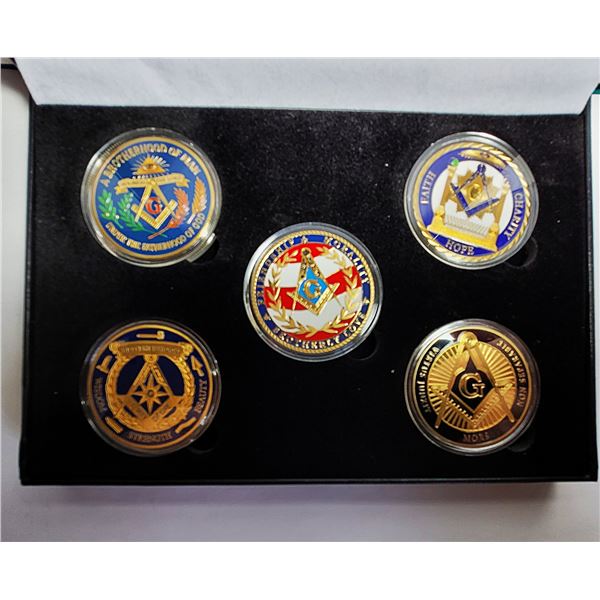 30)  LOT OF 6  FREE MASON'S ENCAPSULATED