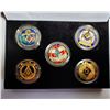 Image 1 : 30)  LOT OF 6  FREE MASON'S ENCAPSULATED