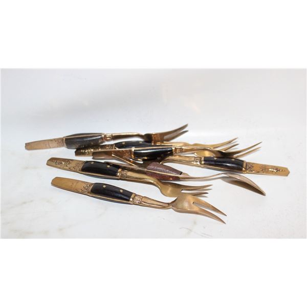 VINTAGE BRASS FIGURAL FORKS + SPOON