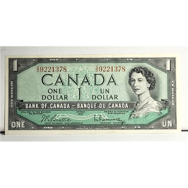 28)  CANADIAN 1954 ONE DOLLAR BANKNOTE,