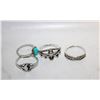 Image 2 : 9)  LOT OF 4 SILVER TONE WITH TURQUOISE OR