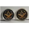 Image 1 : 29)  LOT OF 2 FREE MASON'S ENCAPSULATED