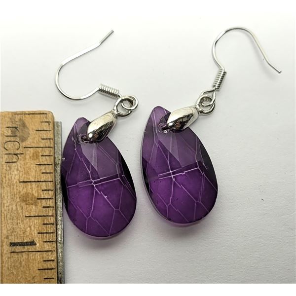 12)  FACETTED AMETHYST PURPLE CRYSTAL DROP