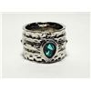 Image 1 : 8)  SILVER TONE WITH BLUE/GREEN STONE