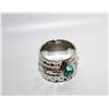 Image 2 : 8)  SILVER TONE WITH BLUE/GREEN STONE
