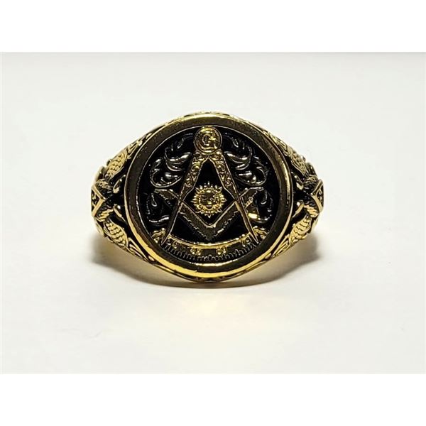 6)  GOLD TONE WITH BLACK ENAMEL SIZE 10