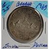 Image 1 : 26)  CANADIAN 1963 80% SILVER  $1.00 COIN.