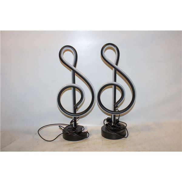 2 MUSIC SIGN TABLE LAMPS TESTED WORKING