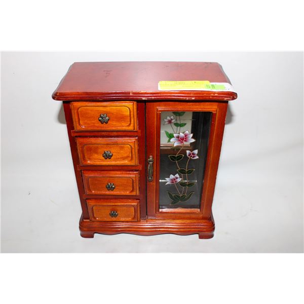 VINTAGE JEWELRY BOX W/STAINED LASS FLOWER