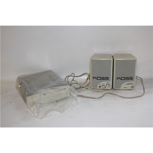 VINTAGE ACER DISC DRIVE & KOSS SPEAKERS
