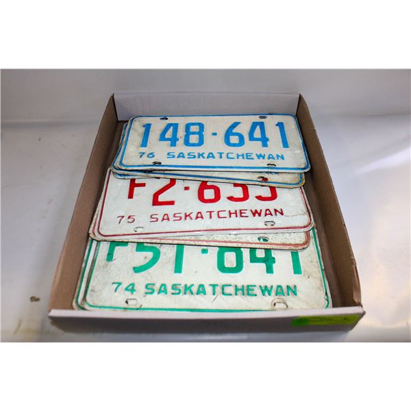SASKATCHEWAN '74 '75 '76 LICENSE PLATES