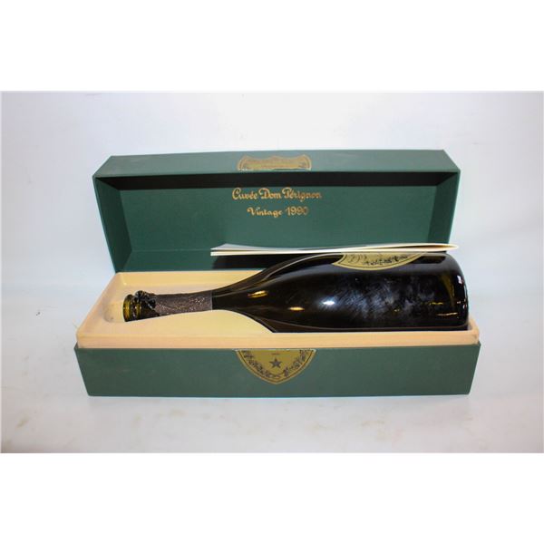 EMPTY BOTTLE DOM PERIGNON 1990 WITH BOX AND PAPER