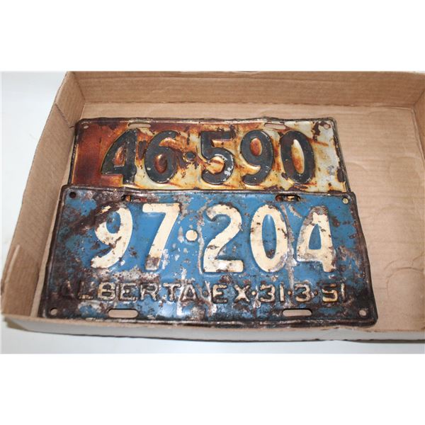 ALBERTA 1949 & 1951 LICENSE PLATES