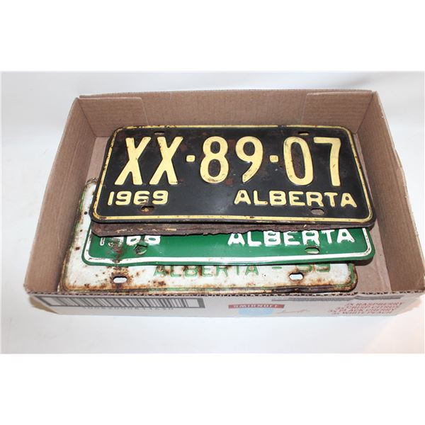 ALBERTA '59 '68 '69 LICENSE PLATES