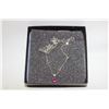 Image 1 : EFFY SILVER TONED GARNET PENDANT W/18"