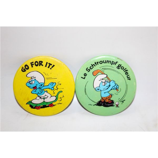 SMURFS 1980 PIN BACK BUTTONS
