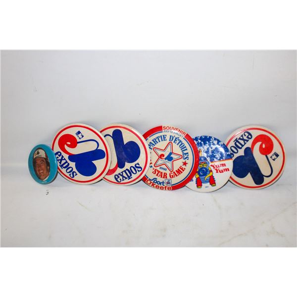 MONTREAL EXPOS VINTAGE PIN BACK BUTTONS