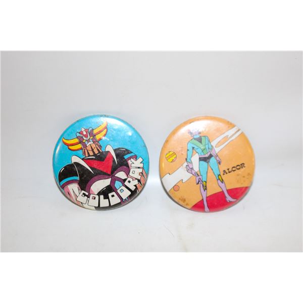 GOLDORAK & ALCOR PIN BACK BUTTONS
