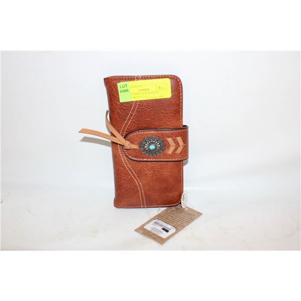 JUSTIN LADIES NEW WALLET BROWN WITH FAUX