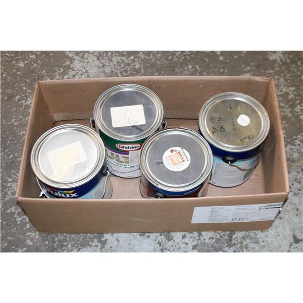 4 CANS OF 3.8L ASSORTED TINTED PAINT
