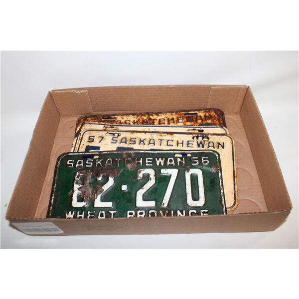 SASKATCHEWAN '56 & '57 LICENSE PLATES