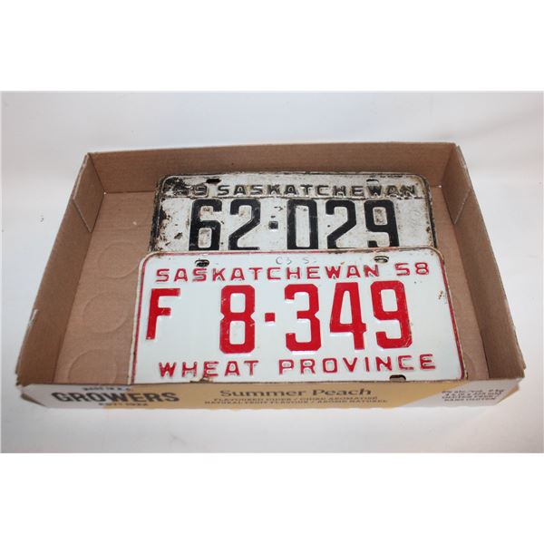 SASKATCHEWAN '58 & '59 LICENSE PLATES