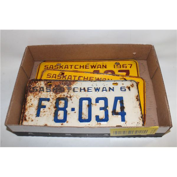 SASKATCHEWAN '67 & '61 LICENSE PLATES