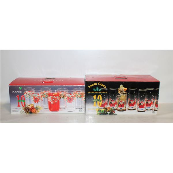 2X 10 CHRISTMAS GLASSES