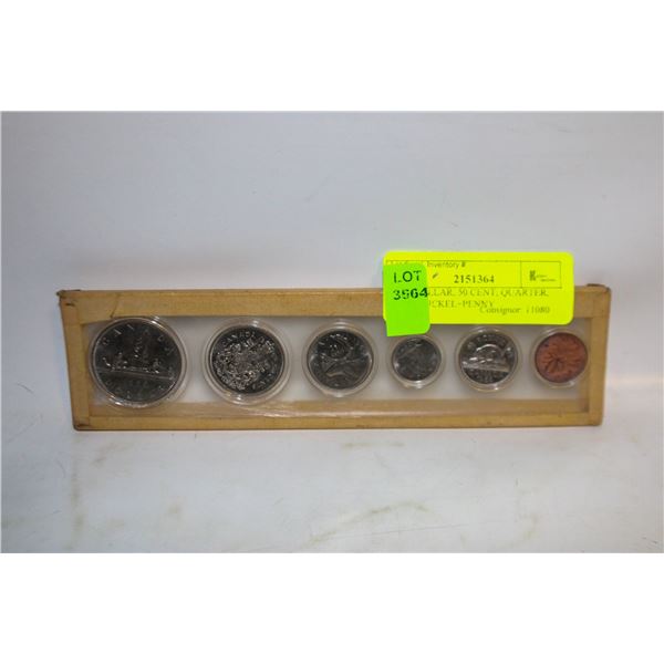 1969 DOLLAR, 50 CENT, QUARTER, DIME, NICKEL+PENNY