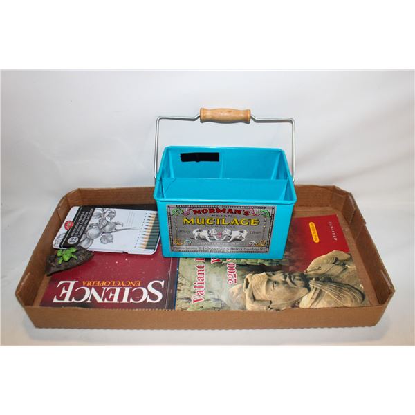 VINTAGE HANDLED BLUE METAL DIVIDED