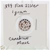 Image 1 : #3309- CANADIAN .999 FINE SILVER 1 GRAM TOKEN