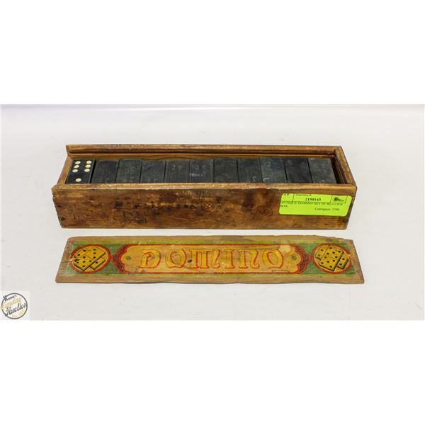 ANTIQUE DOMINO SET IN WOODEN BOX