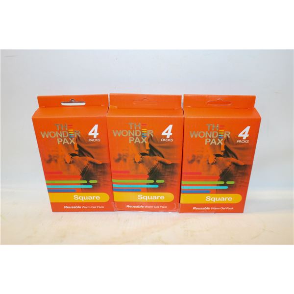 3 NEW FOUR PACKS OF WONDER PAX SQUARE