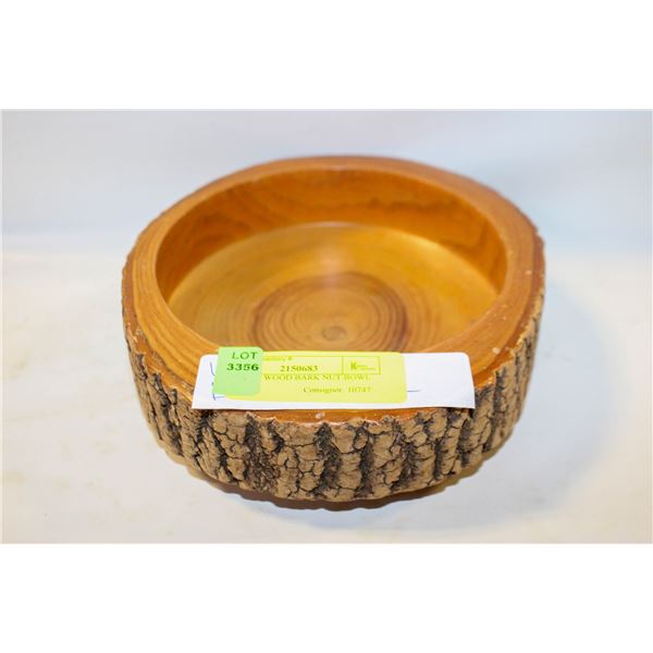 VINTAGE WOOD BARK NUT BOWL