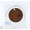 Image 1 : 1953 CANADIAN QUEEN ELIZABETH 2 BRONZE COIN