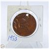 Image 2 : 1953 CANADIAN QUEEN ELIZABETH 2 BRONZE COIN
