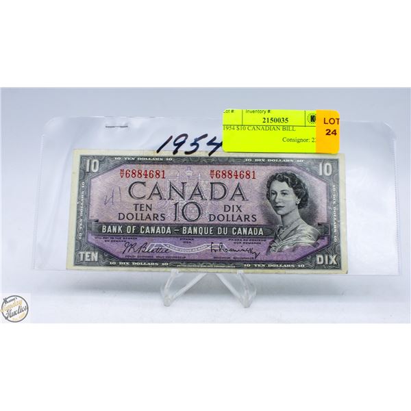 1954 $10 CANADIAN BILL