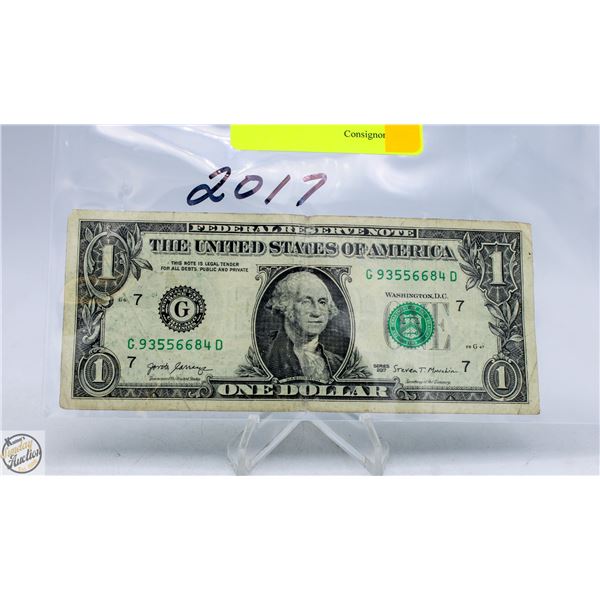 2017 $1 U.S.A BILL