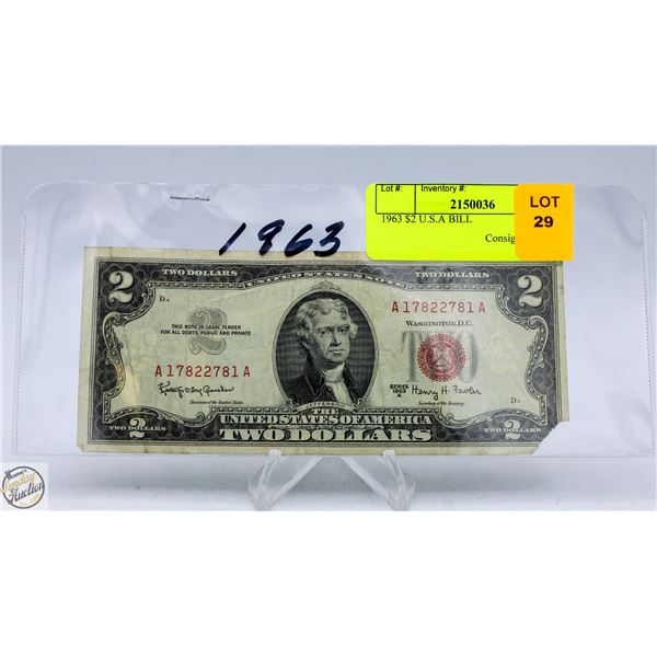 1963 $2 U.S.A BILL