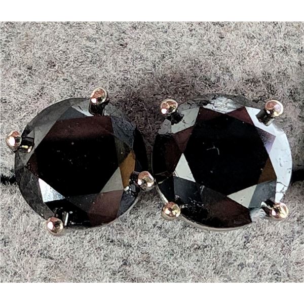 14K WHITE GOLD 2.3CT BLACK DIAMOND EARRINGS