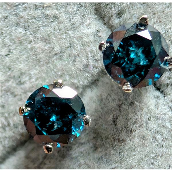 14K 0.87G, LAB BLUE DIAMOND 1CT, EARRINGS