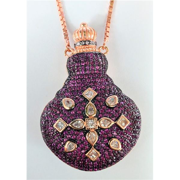 SILVER 21.76G PERFUME BOTTLE WTH ADJUSTABLE CHAIN