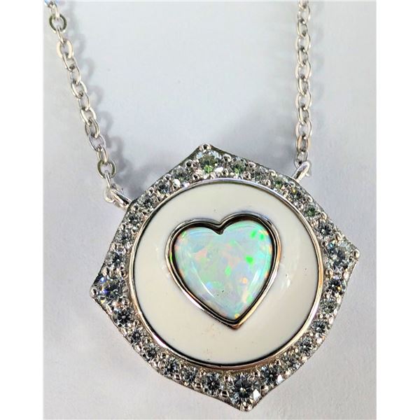 SILVER SYNTHETIC OPAL 16-18" NECKLACE