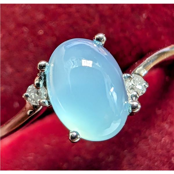 SILVER CHALCEDONY AND NATURAL DIAMOND 0.02CT RING