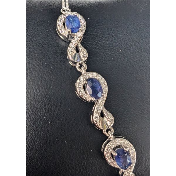 SILVER SAPPHIRE 1.5CT 7.5"   BRACELET